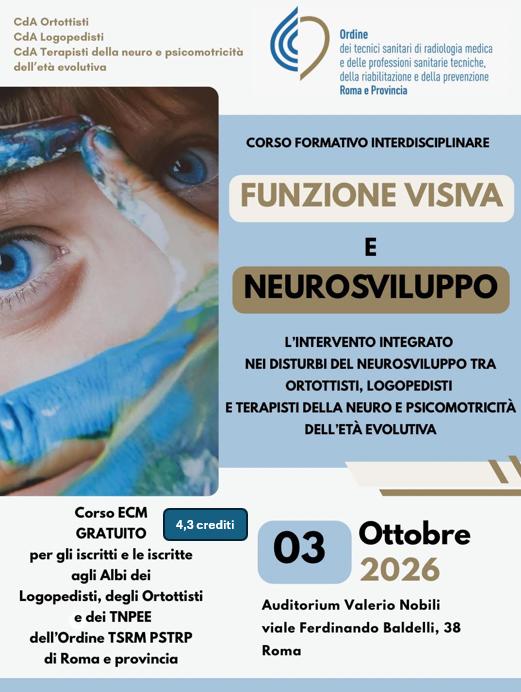 Convegno ECM “Funzione visiva e neurosviluppo” 3 ottobre 2026, Roma