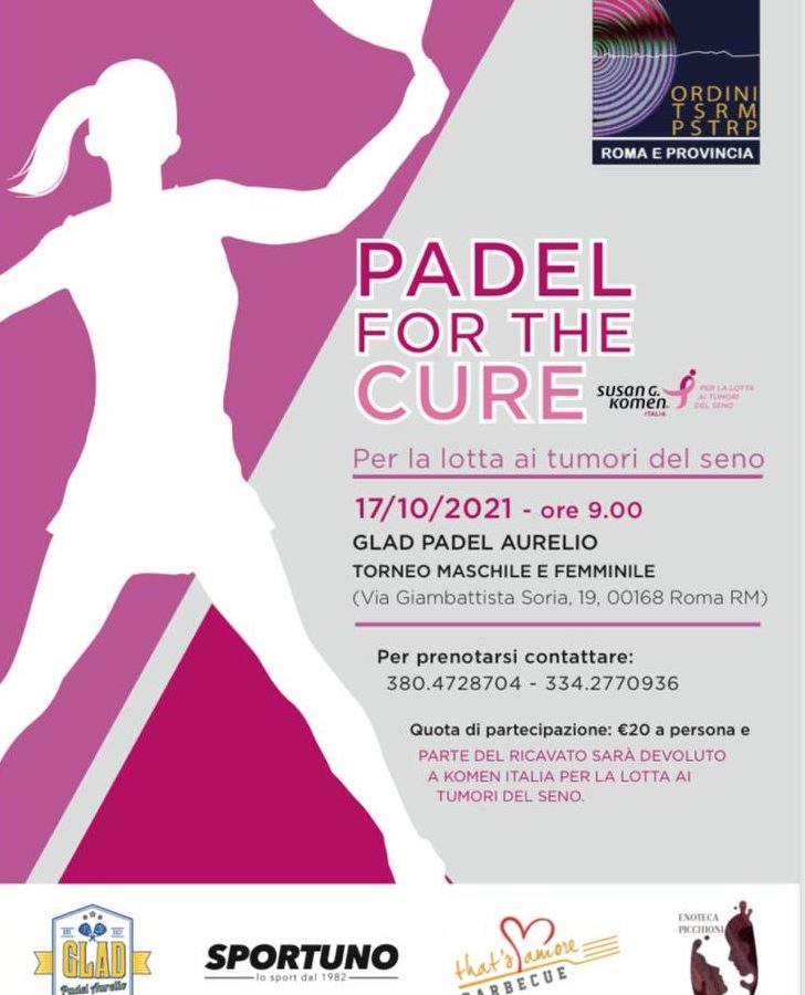 “Padel for the Cure”, l’Ordine di Roma patrocina il torneo di Komen Italia. Ecco come fare per partecipare