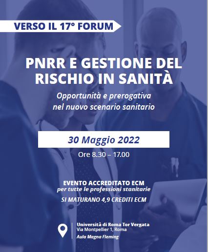 “PNRR e gestione del rischio in sanità”, lunedì 30 maggio convegno a Tor Vergata